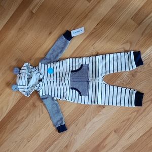 Striped Fleece Jumpsuit, Carters, 12months blue/white